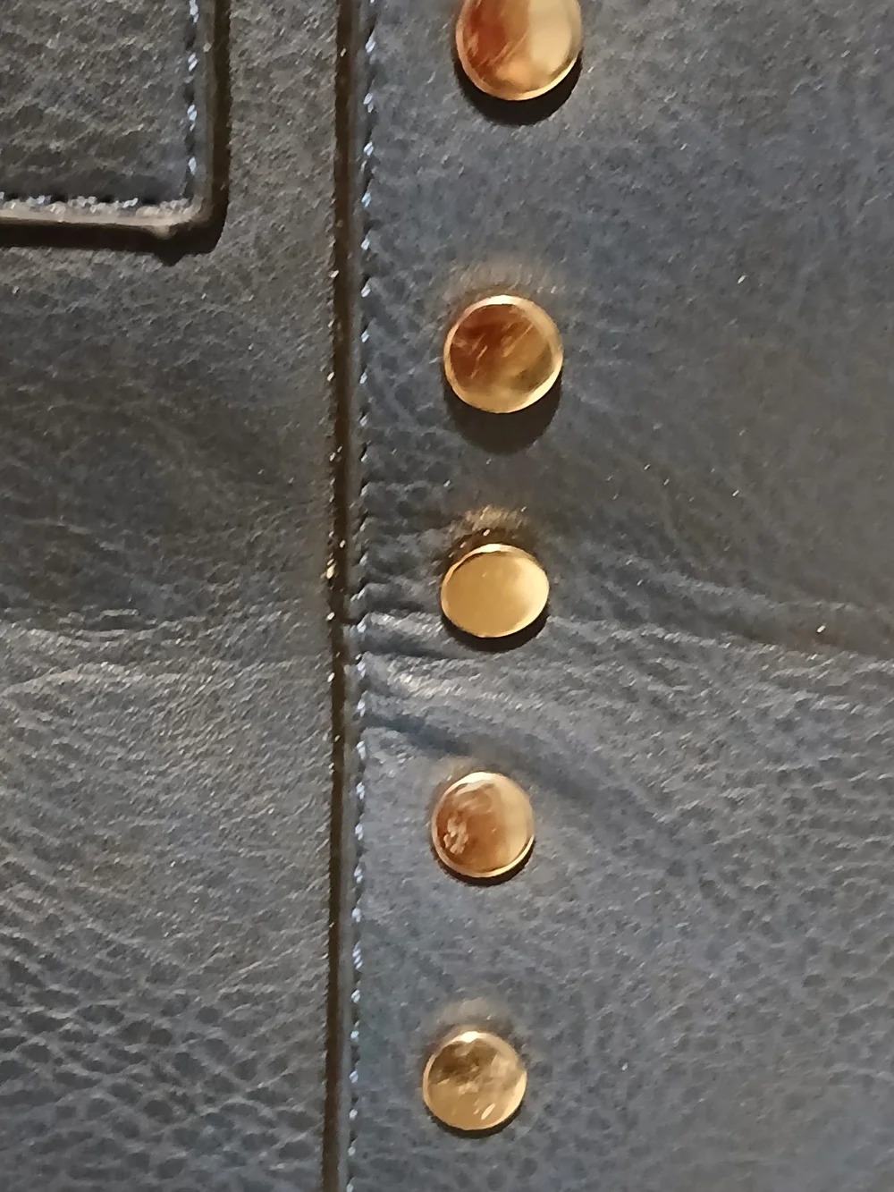 Michael Kors Navy Leather Satchel with Gold Accents